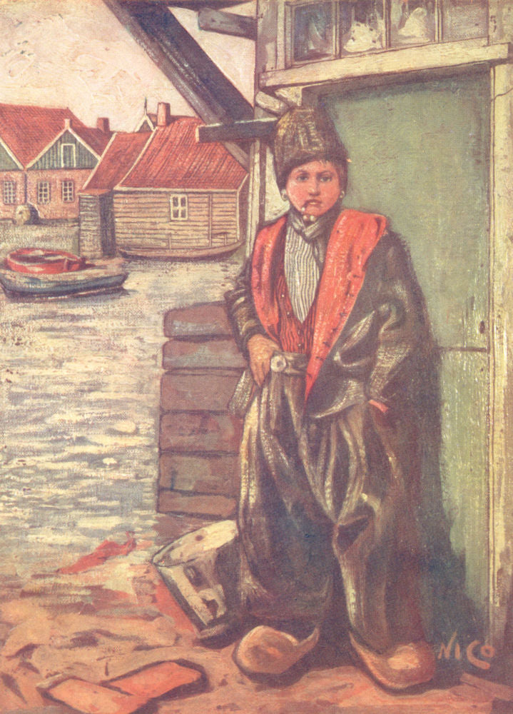 NETHERLANDS. Overijssel. A Fisher-boy 1904 old antique vintage print picture